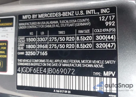 2018 Mercedes-Benz Gls 450 4Matic z USA, uszkodzony, nr VIN 4JGDF6EE4JB069072